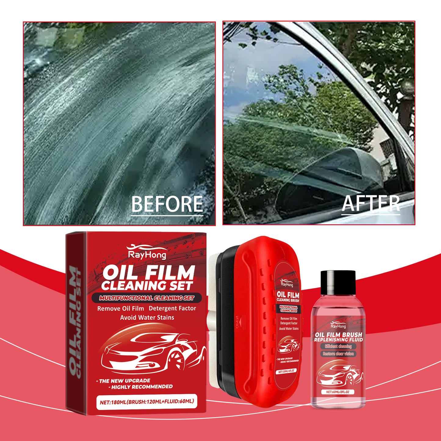 🚗✨ Professional-Grade Glass Cleaning System - See Clearly in ANY Condition!Revolutionary Oil Film Remover: Crystal Clear Windows in Just 60 Seconds - Drive with Confidence