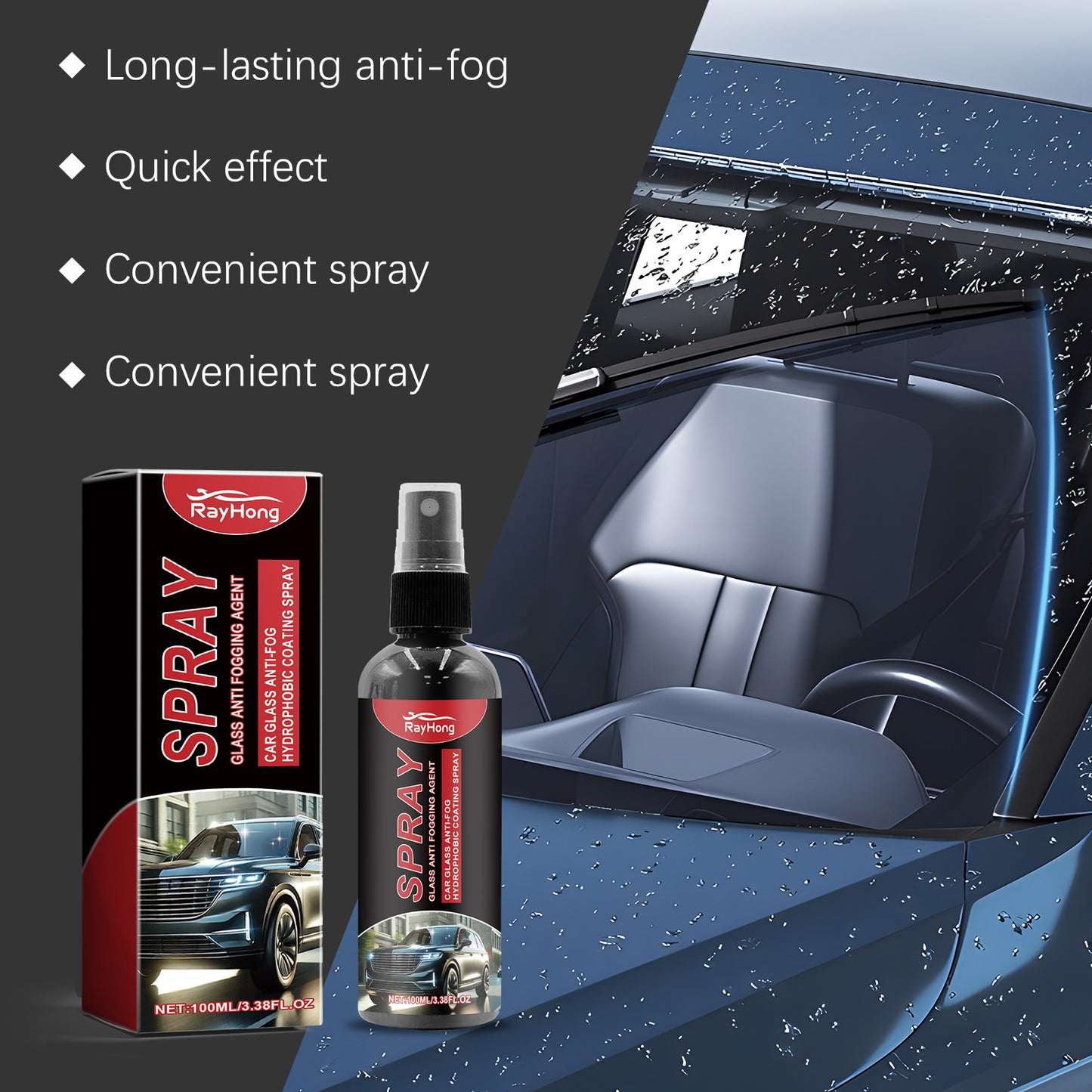 🚗💦 Ultimate Anti-Fog & Rain Repellent System - Drive With Confidence in Any Weather! ☔🌫️Dual-Action Formula: Crystal Clear Visibility in Rain, Fog & Frost - Professional Results in Just 5 Minutes