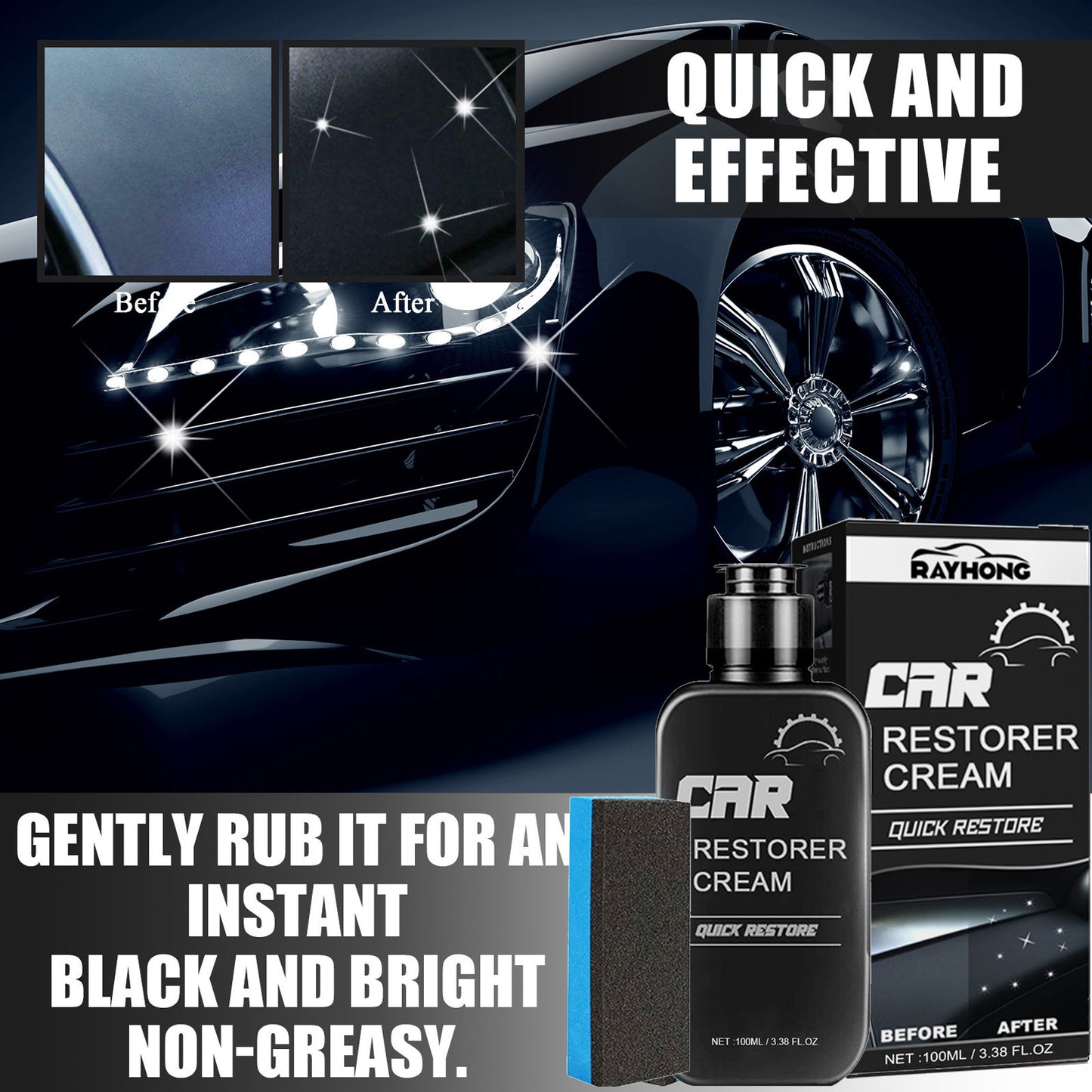 🌟 RayHong Ultimate Plastic & Trim Restorer - Rejuvenate Your Vehicle's Surfaces for Months, Not Days! 🌟Professional-Grade Formula: Restore, Seal & Protect All Plastic, Rubber & Vinyl Surfaces with One Easy Application