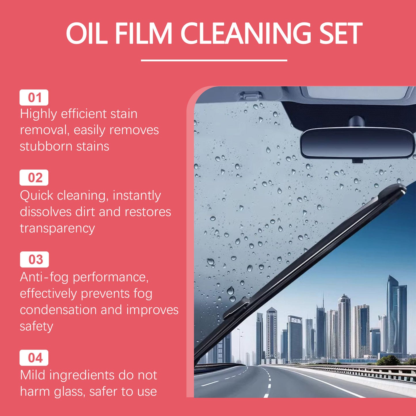 🚗✨ Professional-Grade Glass Cleaning System - See Clearly in ANY Condition!Revolutionary Oil Film Remover: Crystal Clear Windows in Just 60 Seconds - Drive with Confidence