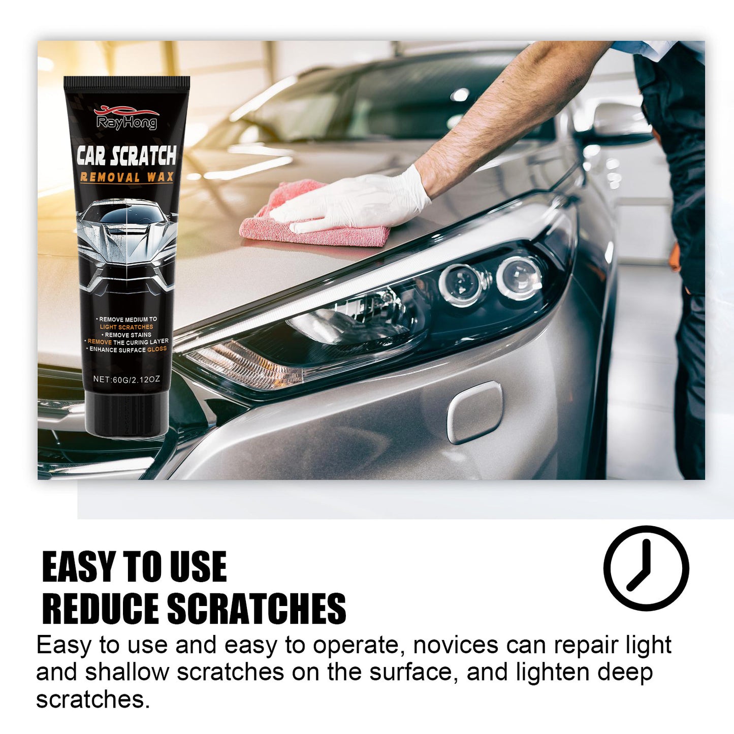 🚗✨ Professional Car Scratch Removal Wax - Restore Your Car's Showroom Shine! ✨🚗Advanced Formula Erases Years of Damage in Minutes - Complete with Professional Buffer Pad & Towel