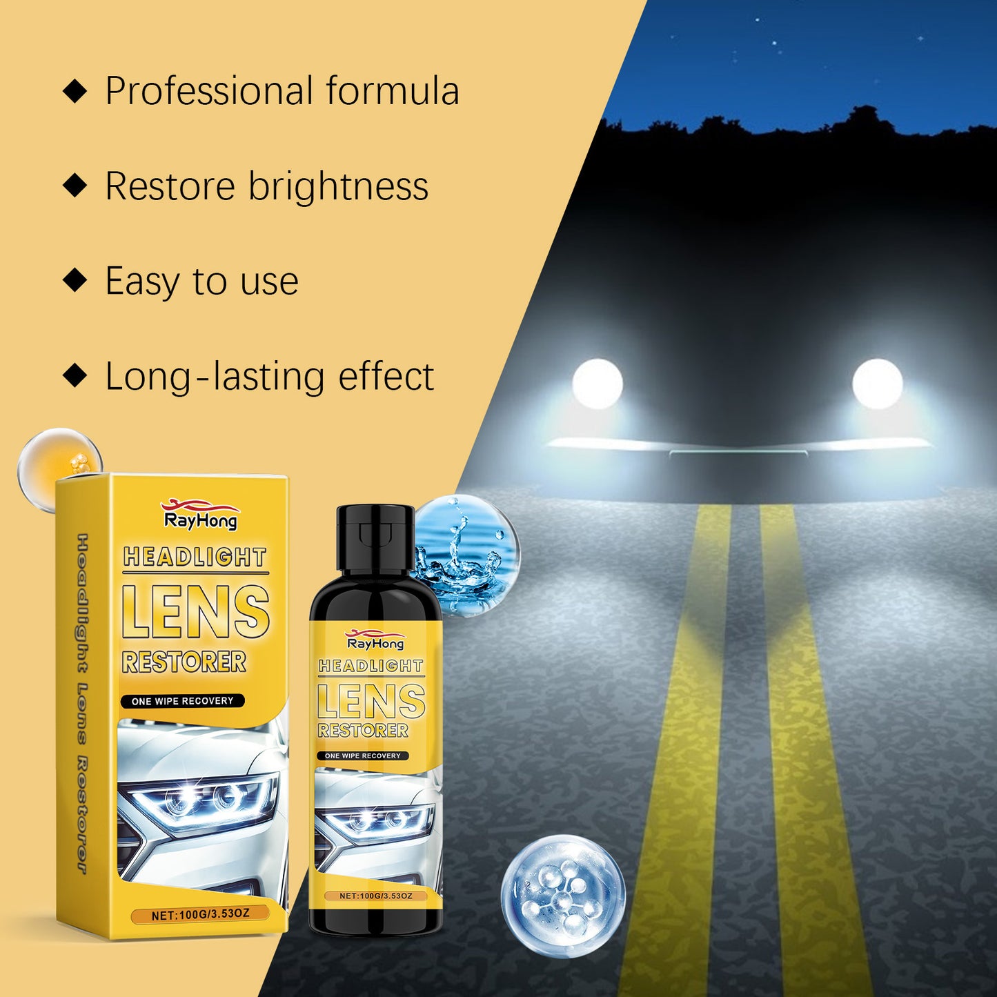 🚗💡 Professional Headlight Protection System - Crystal Clear Visibility for a FULL YEAR! Revolutionary UV-Blocking Formula: Prevents Yellowing, Cloudiness & Oxidation - Professional Results in Just 2 Minutes