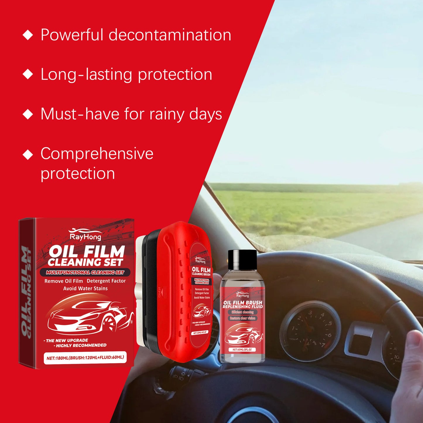 🚗✨ Professional-Grade Glass Cleaning System - See Clearly in ANY Condition!Revolutionary Oil Film Remover: Crystal Clear Windows in Just 60 Seconds - Drive with Confidence