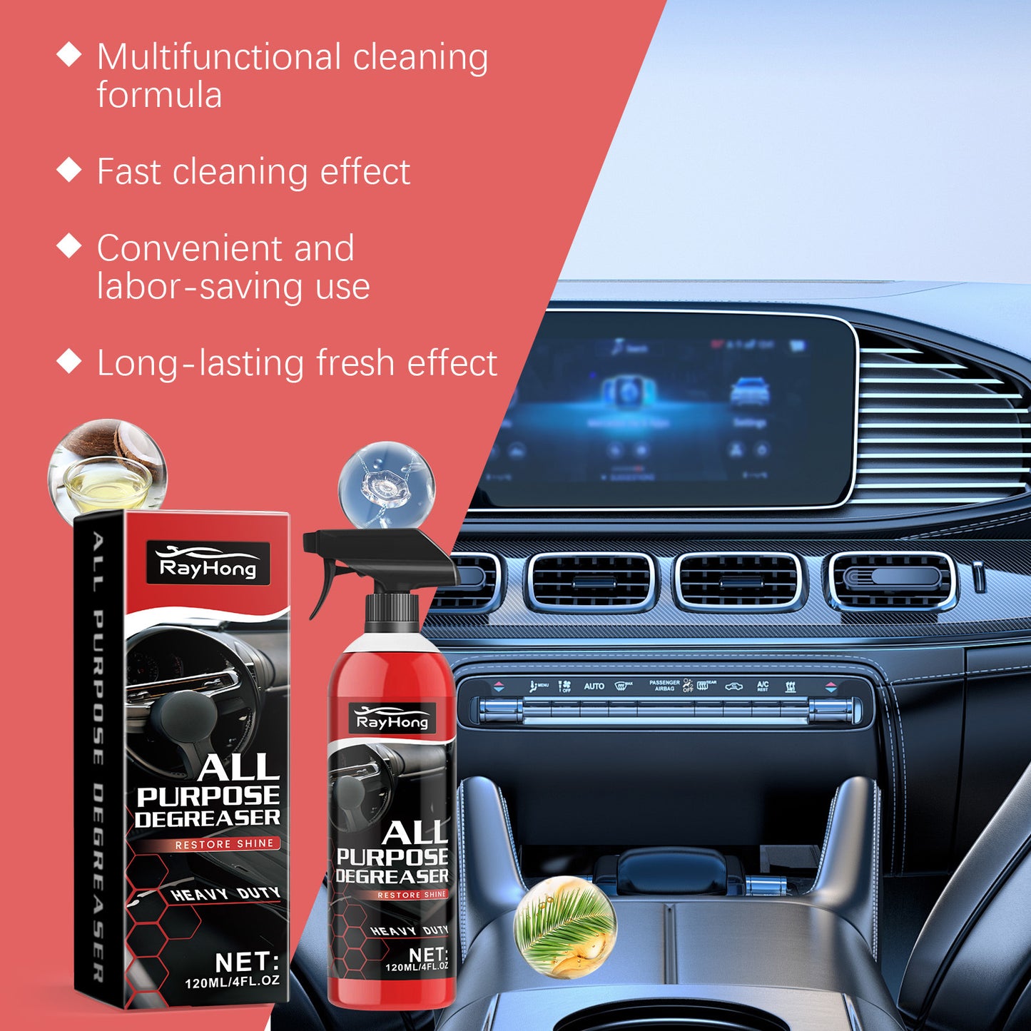 🚗✨ Ultimate Multi-Purpose Car Cleaner - Showroom Shine for All Surfaces!Revolutionary All-in-One Formula: Professional Detailing Results at Home - 60 Seconds to Spotless